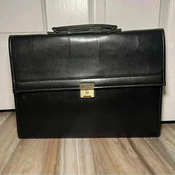 Amiet Swiss Black Leather Portfolio File / Document Bag - Picture 1 of 16
